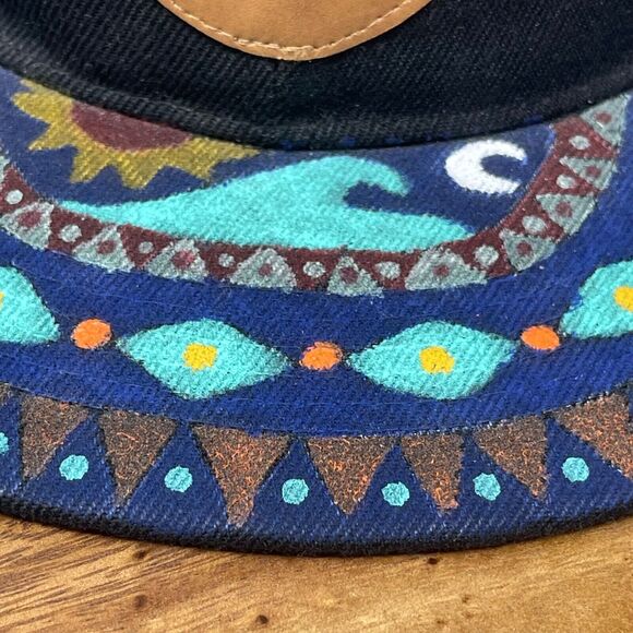 OnePiece Hat Mens One Size Black Multi-color Aztec Print Adjustable Snapback - Picture 3 of 12